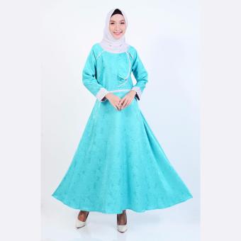 Jfashion Premium Dress Kombinasi tangan Panjang - Natalia Biru  