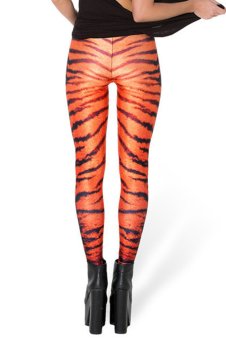 Jiayiqi Leopard Pattern Digital Print High Waist Leggings (Orange)  