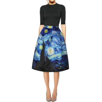 Jiayiqi New Women Popular Sky Print Midi Skirt  