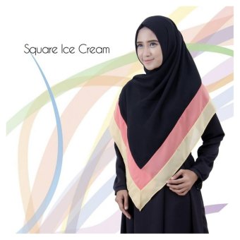 Jilbab EmmaQueen square ice cream [black]  