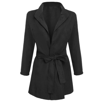 JinGLE Women Front Open Batwing Sleeve Windbreak Tunic Jacket (Black) - intl  