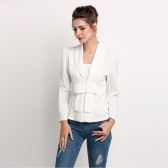 JinGle Women Slim Big Bowknot Suit Jacket (White) - intl  