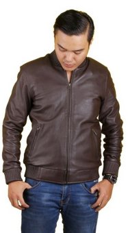 JK Collection Jaket Kulit Coklat Pria JRF002  