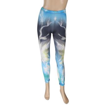 JNTworld Digital Lightning Printed Leggings Pencil Pants Yoga Trousers Casual leggings for Women(Blue) - intl  