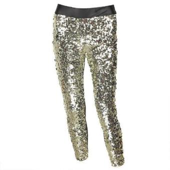 JNTworld Woman Glitter Legging Pants Pencil Pants Synthetic Leather Casual Slim Skinny Leggings(Light Gold) - intl  