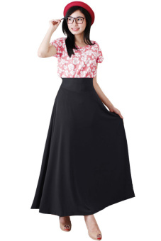 JO & NIC A-Line Maxi Skirt Rok Hijab / fit to XL - Hitam  