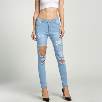 Jo.In Fashion Women Denim High Waisted Ripped Hole Skinny Stretch Pencil Jeans - intl  