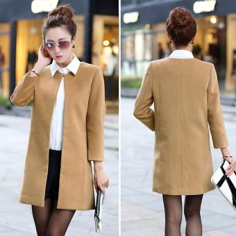 Jo.In Fashion Womens Luxury Winter Long Wool blend Slim Coat Jacket Trench Blazer - Intl  