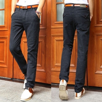 Jo.In Men's Stylish Straight Leg Pants Loose Long Trousers Jeans Denim Looks Pants (Black) - Intl  