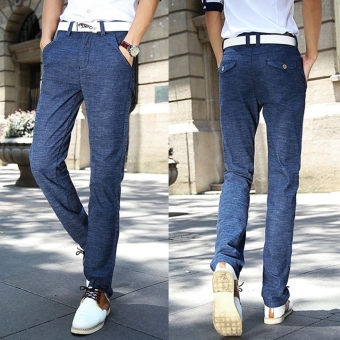 Jo.In Men's Stylish Straight Leg Pants Loose Long Trousers Jeans Denim Looks Pants (Blue) - Intl  