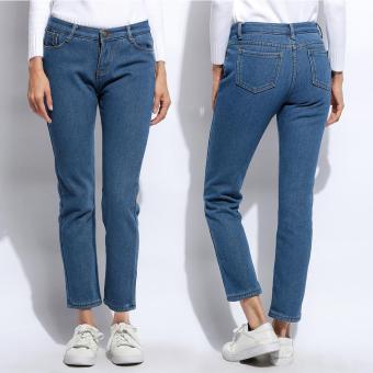Jo.In New Fashion Women Casual Solid Zipper Thicken Pencil Long Jeans - intl  