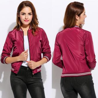 Jo.In New Fashion Women Casual Stand Collar Long Sleeve Contrast Color Zipper Jacket - intl  