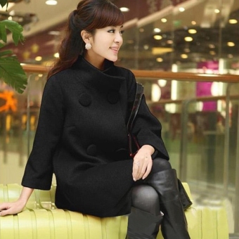 Jo.In New Women's Cloak Type Stand Collar Double-breasted Worsted Coat Tweed Winter Coat Jacket - Intl  