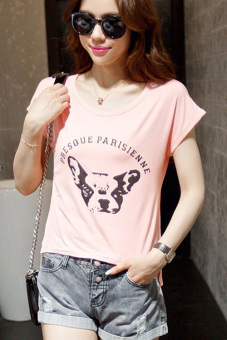 Jo.In Short Sleeve O-Neck Loose Letter Print Graphic Tees T-Shirt M-XL (Pink) - Intl  