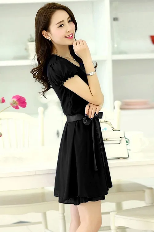 Black Casual Chiffon Dress