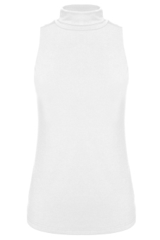 Jo.In Turtle Neck Sleeveless Stretch Blouse Tops S-XL (White)  