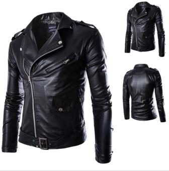 JOOX Men's Slim Fit PU Leather Motorcycle Rider Bomber Jacket  