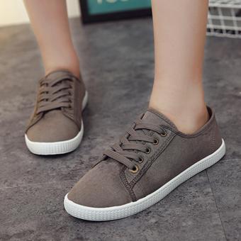 JOY Korean version of the low to help canvas shoes Grey - intl  