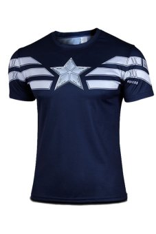 JustCreat Captain America Uniform Cosplay T-Shirt Star T-Shirt (Blue)  