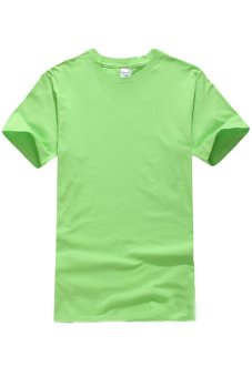 JustCreat Men Jewel Neck Pure Color T-Shirt (Light Green)  