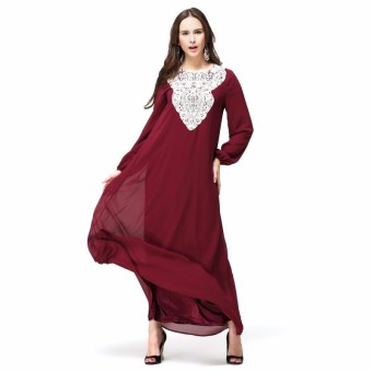 Kaftan Jilbab Islamic Abaya Muslim Dress (Burgundy)  