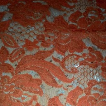 Kain Indonesia Brokat Sofia Coklat 150x150 cm B002_Kebaya - Cokelat  