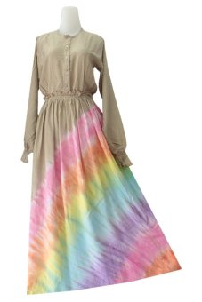 Kampung Souvenir - Gamis Rainbow Berkancing - Cream  