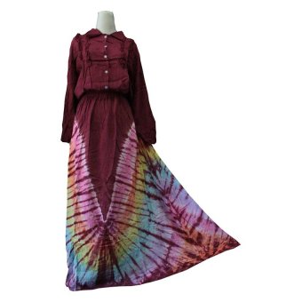 Kampung Souvenir - Gamis Rainbow Berkerah V - Dark Maroon  