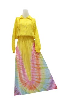 Kampung Souvenir - Gamis Tie Dye Berkerah - Kuning  