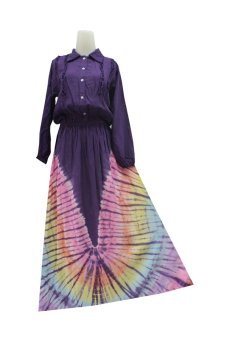 Kampung Souvenir - Gamis Tie Dye Berkerah - Purple  