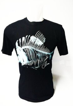 Kaos Distro Tshirt / Kaos Spandek Bone Fish - Hitam  