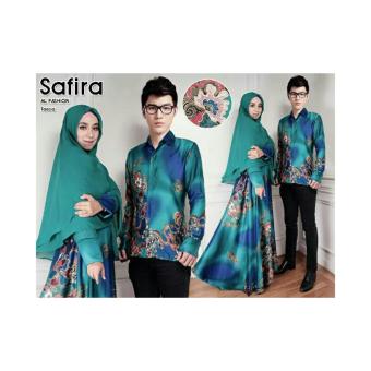 Kembar Couple Set Safira Tosca ( Gamis + Bergo + kemeja Pria)  