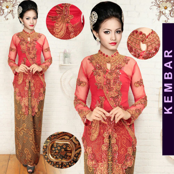 Kembar Stelan Kebaya Moderen Serong - Merah (Free Inner)  