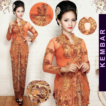 Kembar Stelan Kebaya Moderen Serong - Orange (Free Inner)  