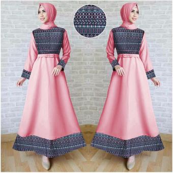 Kembar Tamara Maxi Dress Kombinasi + Belt Pink ( Tanpa Pasmina)  