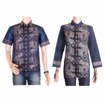 Kemeja Batik Blouse Batik Couple / Batik Couple - Biru  