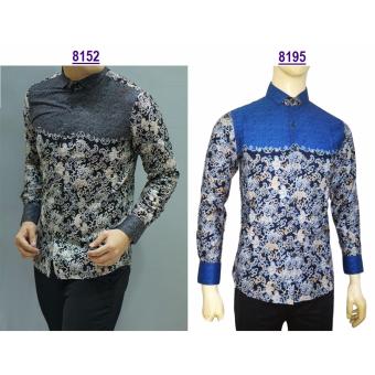 Kemeja Batik Slimfit 8195 [Blue] Kombinasi Muslim Koko Jeans Pria  