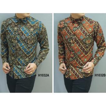 Kemeja Batik Slimfit Pria H1032A [Turquoise] Kombinasi Muslim Koko Jeans  