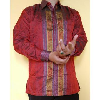 Kemeja Tenun Troso Baron Premium Class Asli Handmade - Merah 2  