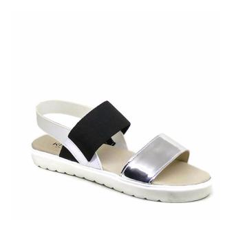 Khalista Collections Double Strap Sling Back Sandals Casual Flatform - Silver