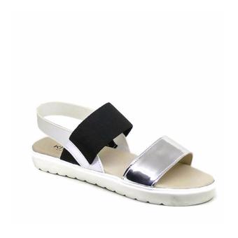 Khalista Collections Double Strap Sling Back Sandals Casual Flatform - Silver  