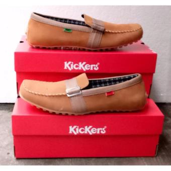 Kickers Sepatu Pria slip on Kulit Asli Model KR 037 Tan  