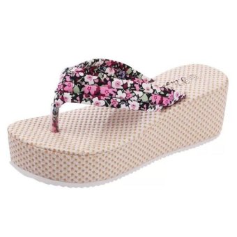 Kissni Summer Braided Floral Flip-Flops for Woman(Pink) - intl  