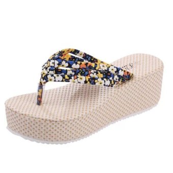 Kissni Summer Braided Floral Flip-Flops for Woman(yellow) - intl  