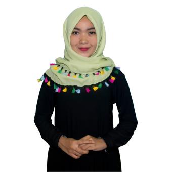 Kita Hijab Parisku Jilbab Segiempat Parisku Square 0401002 Motif Polos Tassel Green  