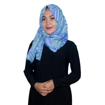 Kita Hijab Pasmina Sifon 0152002 Motif Wood Pattern Biru Hijau  