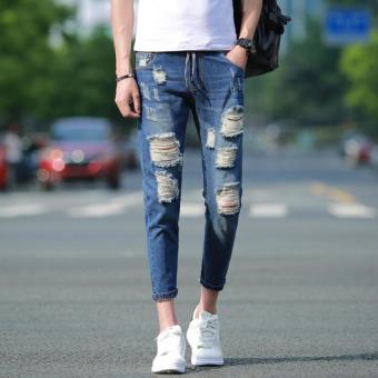 Knee Hole Jeans Beggar Boys Pants Korean Men Pantyhose  