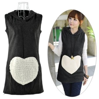 Korea Women Tops Woolen Hoodie Winter Waistcoat Vest 2 Colors - intl  
