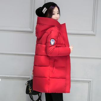 Korean Style Women winter Down Parka Hooded Coat Charming wadded jacket Lady outerwear slim fit thicken Medium-long cotton-padded jacket coat-Red - intl  