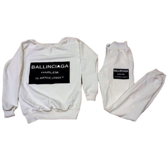 Kuhong Lady 2Pcs Tracksuit Hoodie Sweatshirt Coat+Pants Casual Sport Suit White Color - intl  